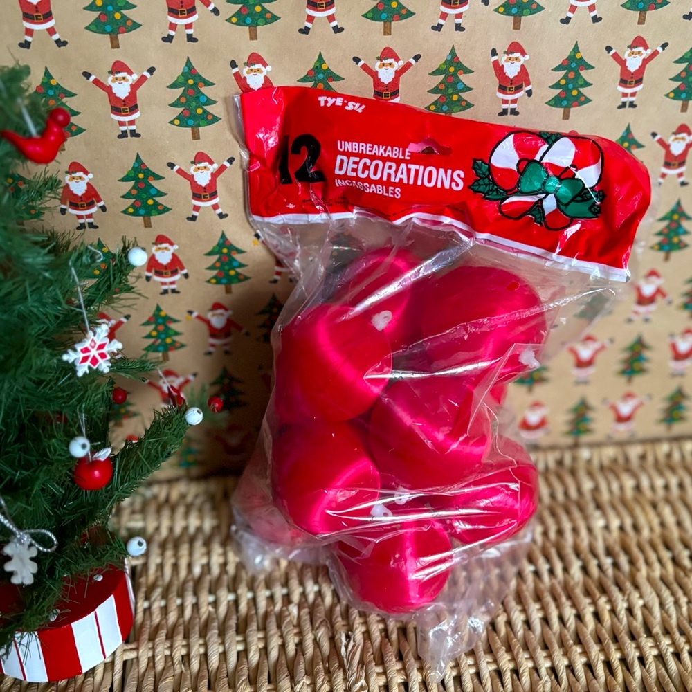 70's Red Satin Balls - Red Christmas Balls - Christmas Decorations - Holidays